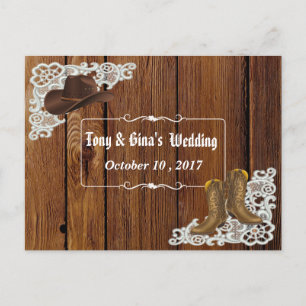 Postal De Invitación Boots de país y matrimonio de encaje RSVP