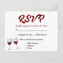 Postal De Invitación Borgoña RSVP Champagne Wine Glasses Boda