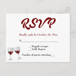 Postal De Invitación Borgoña RSVP Champagne Wine Glasses Boda