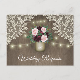 Postal De Invitación Borgoña Rubor Pink Gold Mason Wedding RSVP