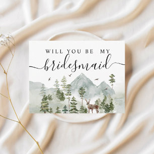 Postal De Invitación Bosque acuarela   Árboles y ciervos 