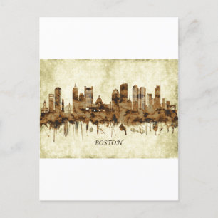 Postal De Invitación Boston Massachusetts Cityscape