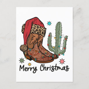 Postal De Invitación Botas Western Santa Feliz Navidad Botas Navidad