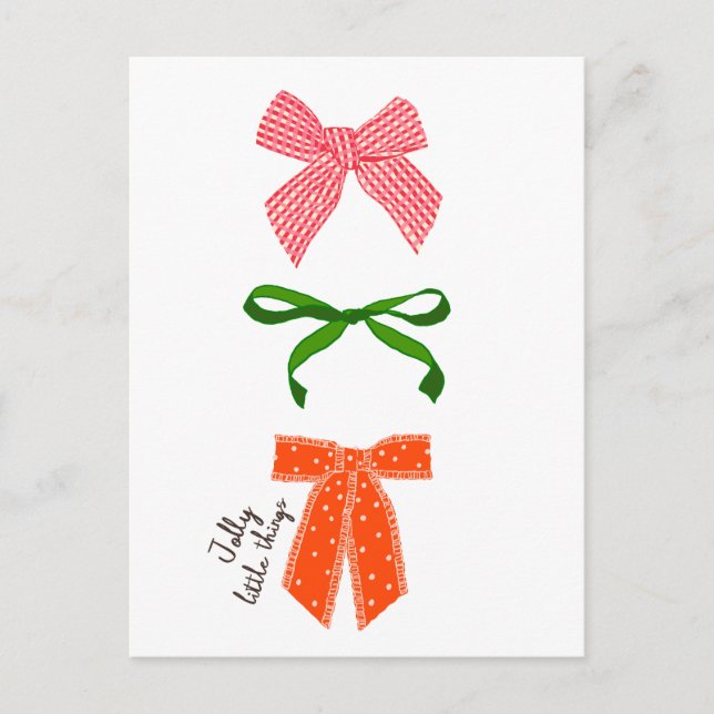 Postal De Invitación Bow Jolly Little Things Navidad  (Anverso)