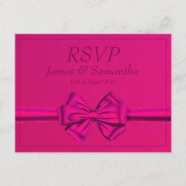 Postal De Invitación Bow satinado rosado caliente - RSVP