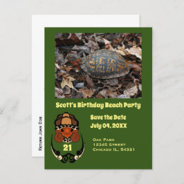Postal De Invitación Box Turtle Personalizado foto de cumpleaños