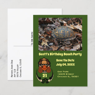 Postal De Invitación Box Turtle Personalizado foto de cumpleaños