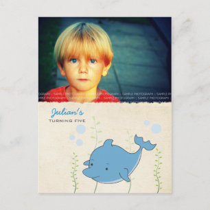 Postal De Invitación Boys Beach Pool Birthday Party Dolphin Invitar Tar