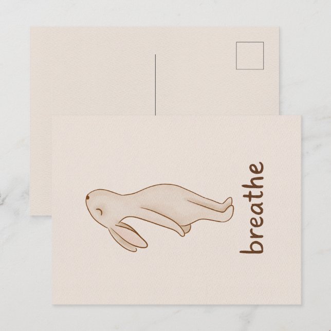 Postal De Invitación Breathe Bunny Minimalist Postcard (Anverso / Reverso)