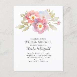 Postal De Invitación Bridal Shower acuarela Floral Rústica moderna