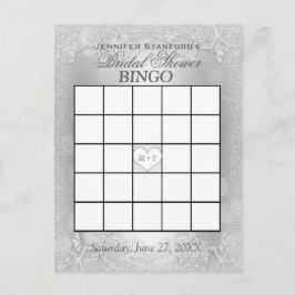 Postal De Invitación Bridal Shower Bingo | Silver Elegance