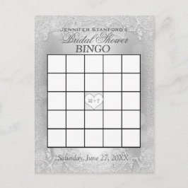 Postal De Invitación Bridal Shower Bingo | Silver Elegance