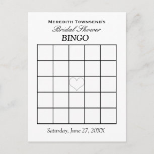 Postal De Invitación Bridal Shower Bingo Typografía Simple Llanto