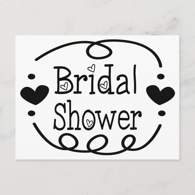Postal De Invitación Bridal Shower Black And White Heart Invitation (Anverso)