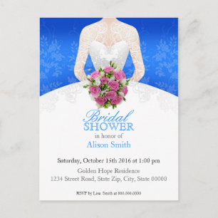 Postal De Invitación Bridal Shower blue invitation