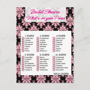 Postal De Invitación Bridal Shower game, What is your purse