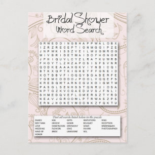 Postal De Invitación Bridal Shower game, Word SEarch