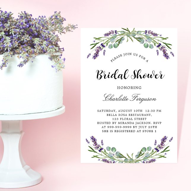Postal De Invitación Bridal Shower lavender eucalyptus florines (Subido por el creador)