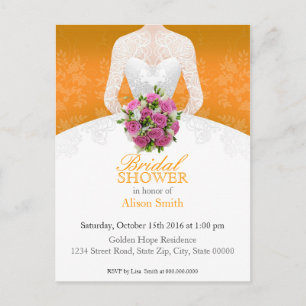 Postal De Invitación Bridal Shower orange invitation
