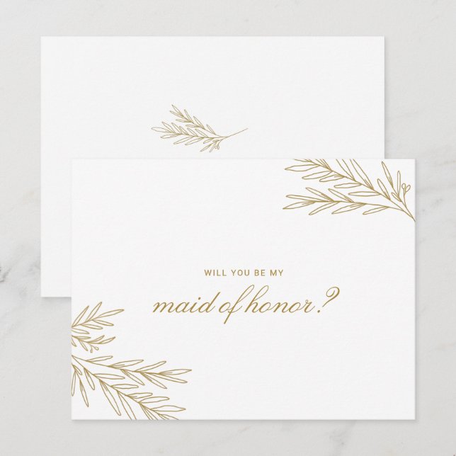 Postal De Invitación Brigitte Simple Minimal ¿Serás mi dama de honor? (Anverso / Reverso)