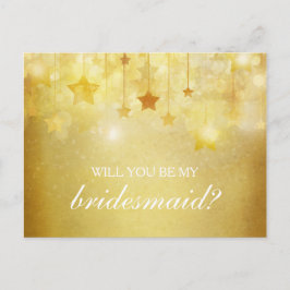 Postal De Invitación Brillantes Estrellas De Oro Serán Mi Novia