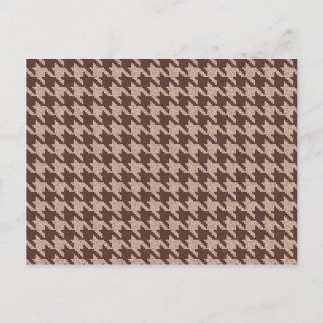 Postal De Invitación Brown Houndstooth Preppy Classic Pattern Blank Car (Anverso)