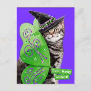 Postal De Invitación Bruja Hada Gatito
