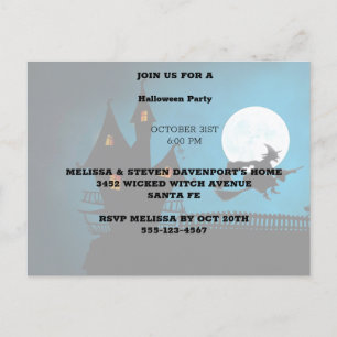 Postal De Invitación Bruja Voladora