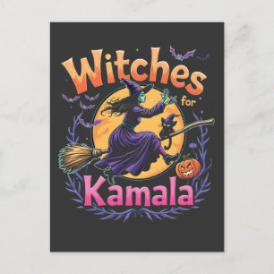 Postal De Invitación Brujas por Kamala Señora Gata sin Hijos Halloween