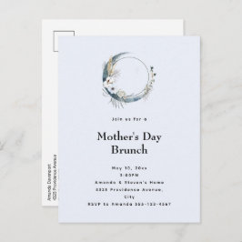Postal De Invitación Brunch Blue Crescent Moon Mother's Day Brunch
