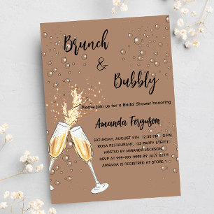 Postal De Invitación Brunch Bubbly Bridal Shower burbujas tierra polvor