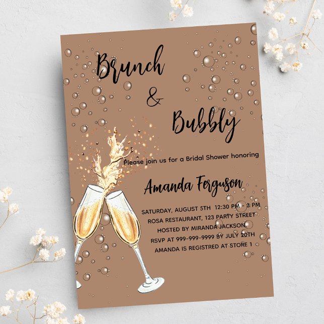 Postal De Invitación Brunch Bubbly Bridal Shower burbujas tierra polvor (Subido por el creador)