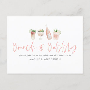 Postal De Invitación Brunch & bubbly de fin de semana de soltera rosa
