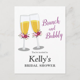 Postal De Invitación Brunch de champán y Bubbly celebran cumpleaños