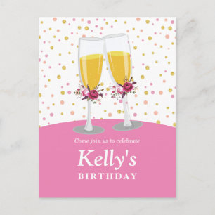 Postal De Invitación Brunch de champán y Bubbly celebran cumpleaños