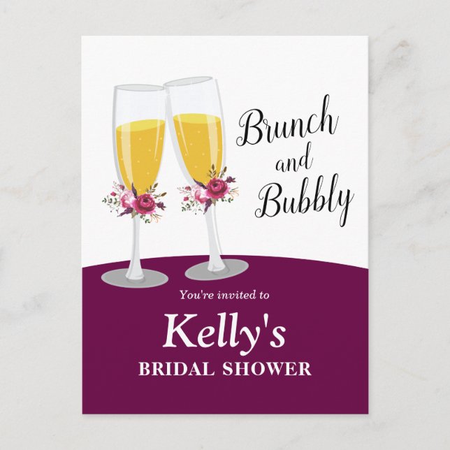 Postal De Invitación Brunch de champán y Bubbly celebran cumpleaños (Anverso)