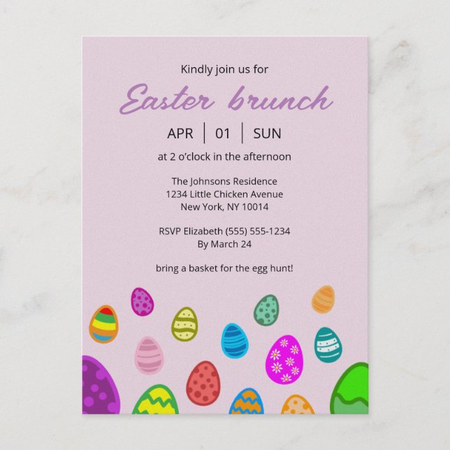 Postal De Invitación Brunch de Pascua (Anverso)