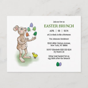 Postal De Invitación Brunch de Pascua del conejo malabarista