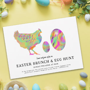 Postal De Invitación Brunch de Pascua y caza de huevos acuarela moderna