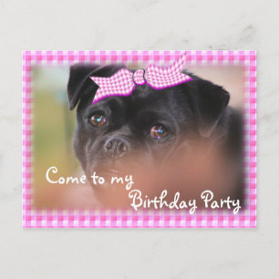 Postal De Invitación Bug-Puppy Pk Plaid Postcard-Invitación-personaliza