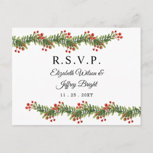 Postal De Invitación Bughes rusos de holly Navidades de invierno RSVP