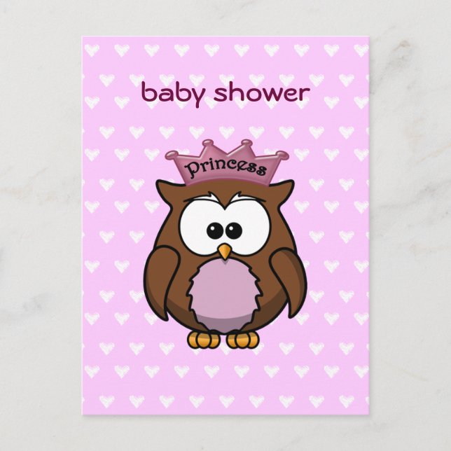 Postal De Invitación búho princesa (Anverso)