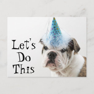 Postal De Invitación Bulldog Británico Con Un Gorra Fiesta