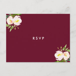 Postal De Invitación Burgundy Elegant Floral Quinceanera RSVP