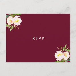 Postal De Invitación Burgundy Elegant Floral Quinceanera RSVP