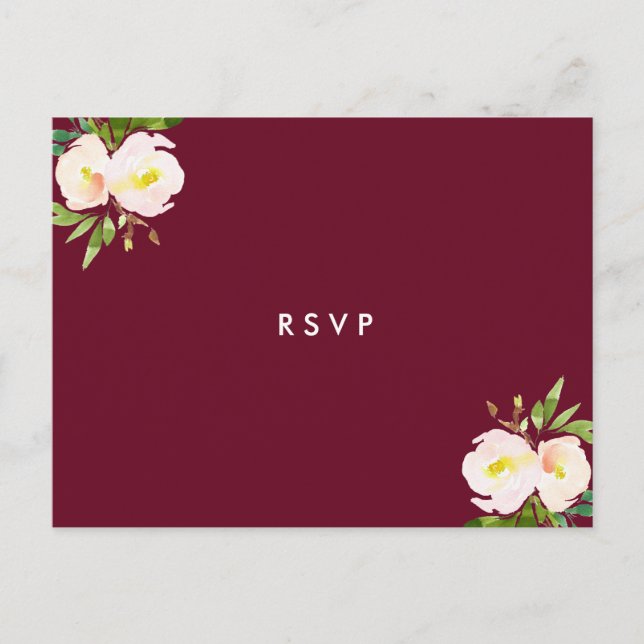 Postal De Invitación Burgundy Elegant Floral Quinceanera RSVP (Anverso)