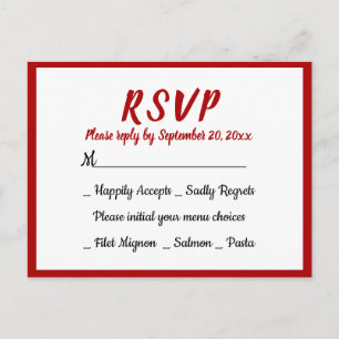 Postal De Invitación Burgundy Rojo RSVP Boda Fiesta Otoño Campo