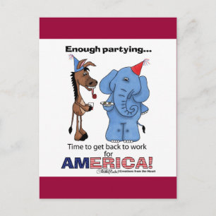 Postal De Invitación ¡Burro y elefante bastante que van de fiesta!