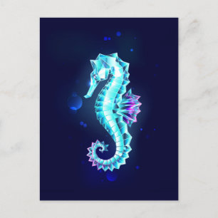 Postal De Invitación caballito de mar de hielo de cristal sobre fondo a