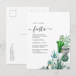 Postal De Invitación Cactus Greenery Bachelorette Fiesta de fin de sema